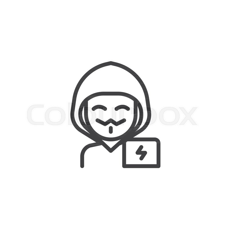 800x800 Hacker Man Outline Icon Linear Style Stock Vector Colourbox