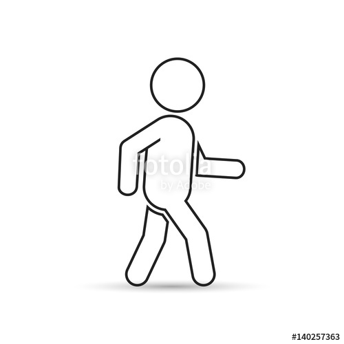 500x500 Man Walk Icon Outline Vector Human Side View Stock Image