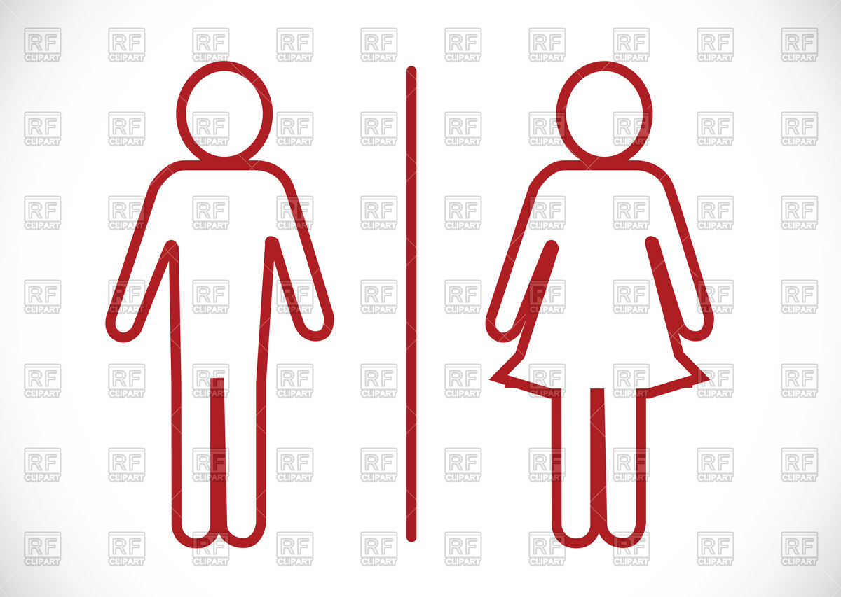 1200x853 Restroom Sign With Man And Woman Red Outline Vector Image Of Icons