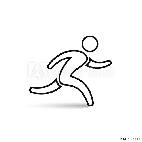 500x500 Running Man Outline Icon, Vector Simple Run Symbol