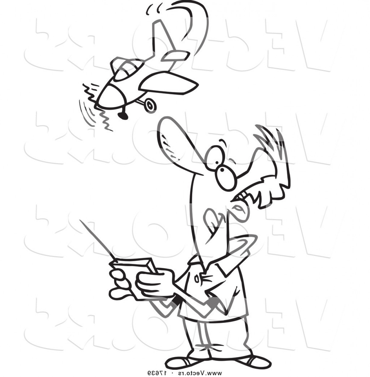 1228x1252 Vector Of A Cartoon Man Flying A Remote Control Plane Coloring