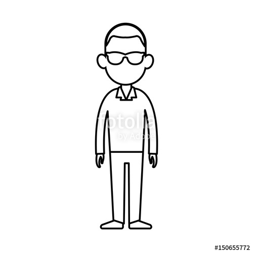 500x500 Outline Man Person Standing Avatar Image Vector Illustration