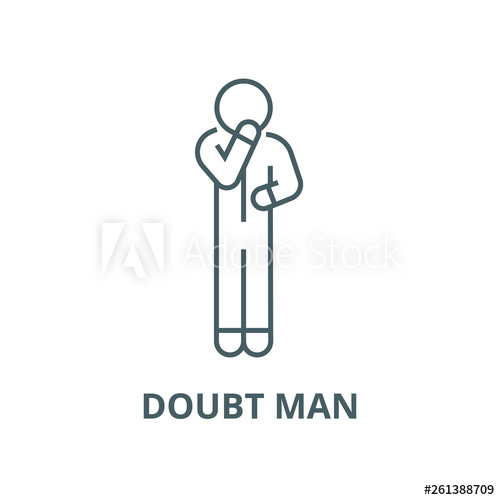 500x500 Doubt Man Line Icon, Vector Doubt Man Outline Sign, Concept