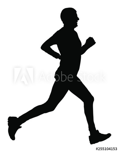 390x500 Marathon Racer Running Silhouette Exercise People Vector Healthy