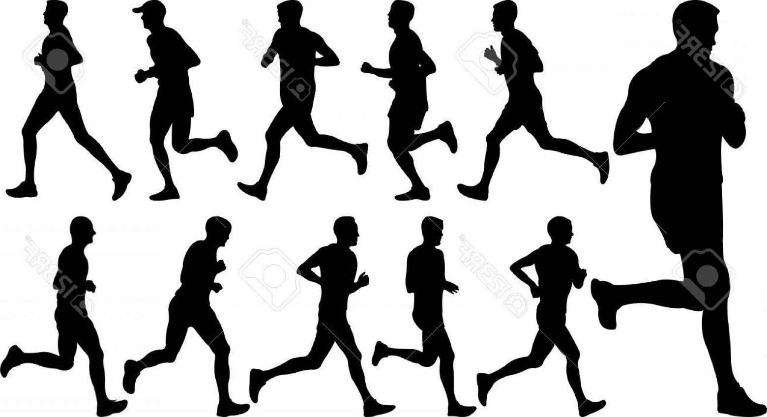 1560x848 Photostock Vector Men Running Silhouettes Collection Vector