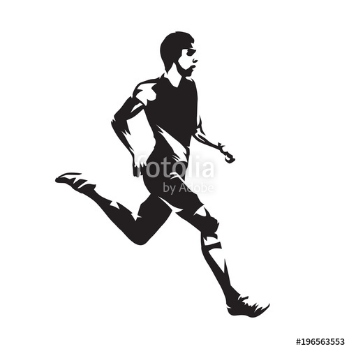 500x500 Running Man, Abstract Vector Silhouette Side View Stock Image