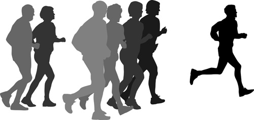 500x237 Running Man Design Vector Silhouettes Graphics Free Vector