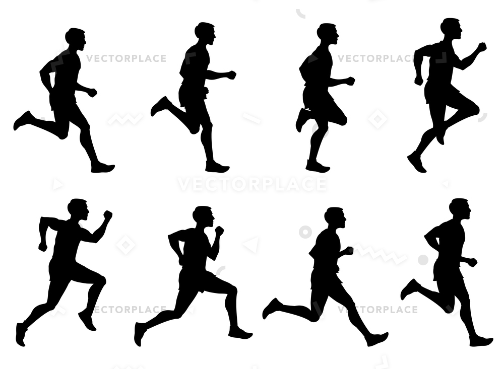 1000x733 Jogging Man Running Athlete Runner Silhouettes Vector Illustration