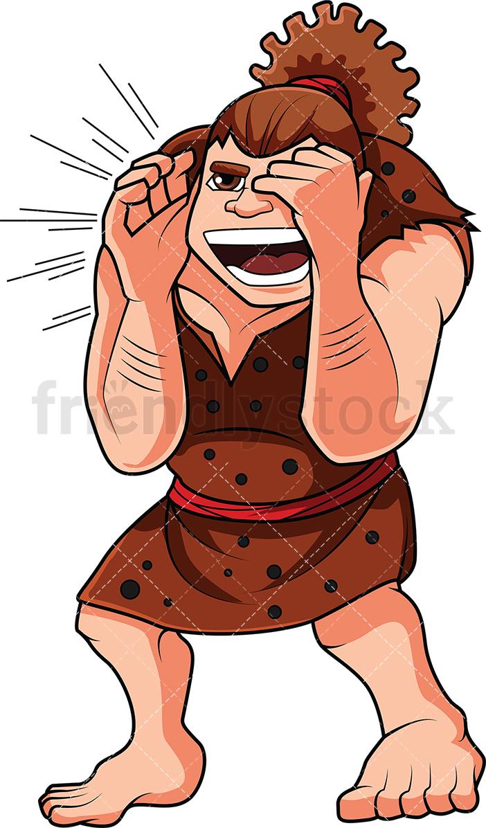 702x1196 Caveman Yelling Vector Cartoon Clipart