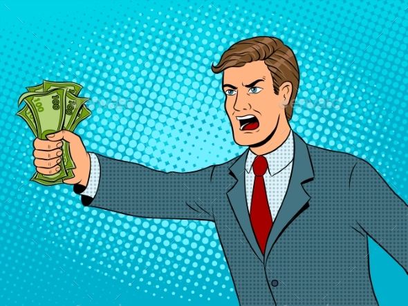 590x443 Shouting Man And Money Pop Art Vector Illustration Shouting Man