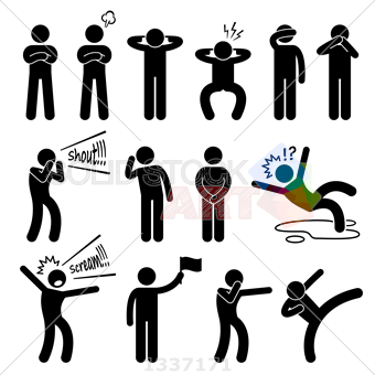 340x340 Stock Illustration Of Set Of Black Vector Icons Of Man Shouting
