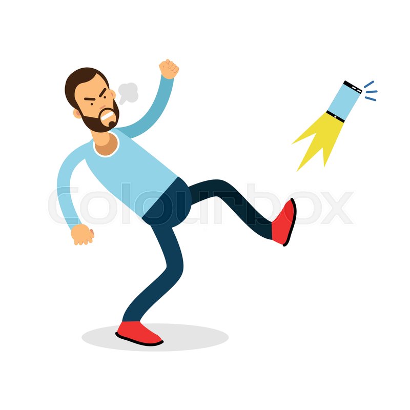 800x800 Young Furious Man Shouting And Kicking Stock Vector Colourbox