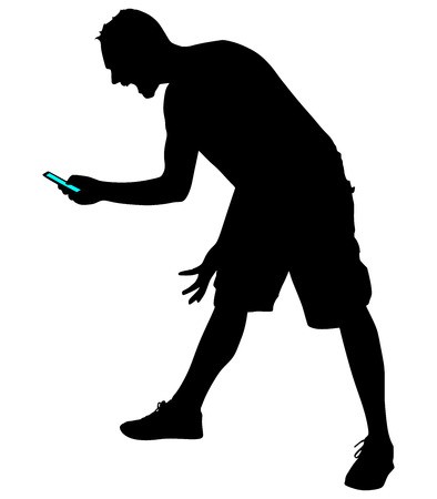 394x450 Angry Young Man Shouting Using A Cellphone, Vector Royalty Free