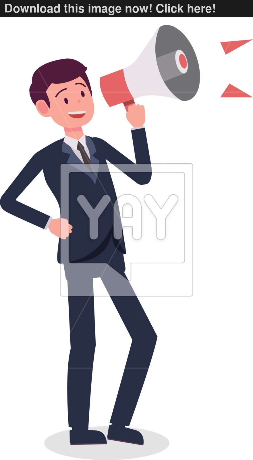 881x1600 Businessman Cartoon Holding Megaphone With Isolated White