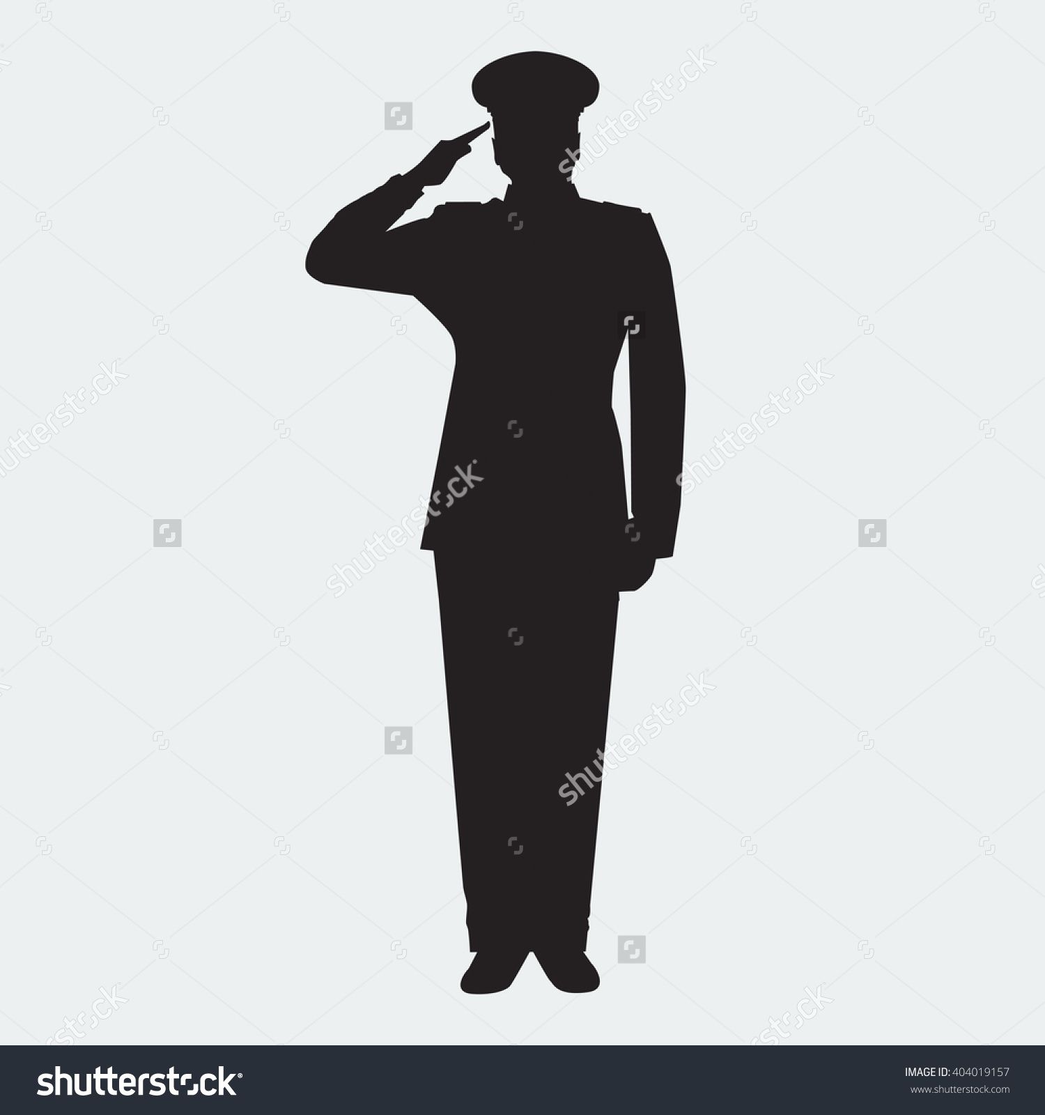 1500x1600 Illustrated Army General Silhouette With Hand Gesture Saluting