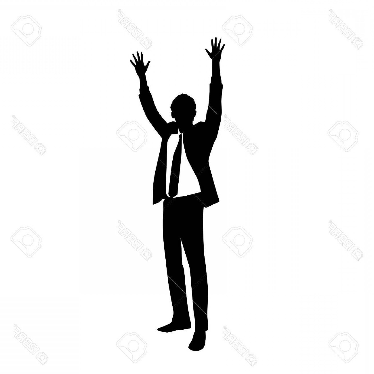 1560x1560 Photostock Vector Business Man Silhouette Excited Hold Hands Up