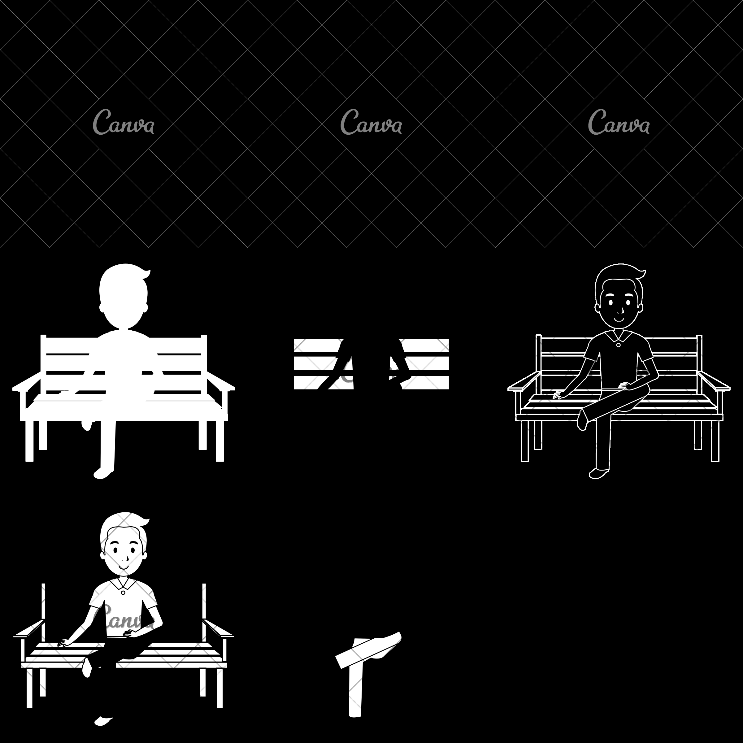 Man Sitting On Park Chair Vector Illustration Icon 2400x2400 Man Sitting On Park Chair Vector Illustration Icon