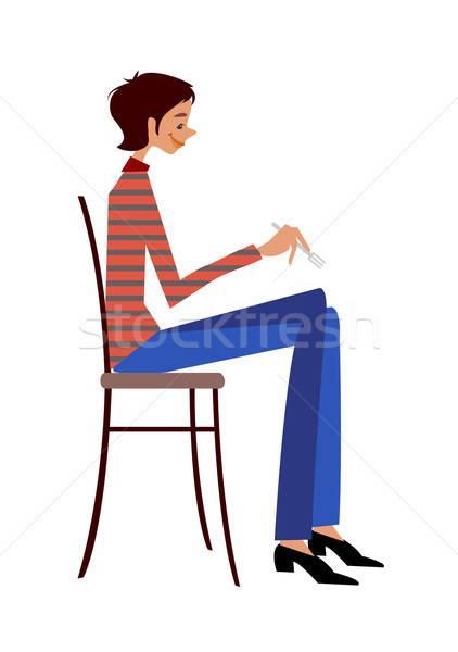 Side View Of Man Sitting On Chair Vector Illustration Sungjoong 422x600 Side View Of Man Sitting On Chair Vector Illustration Sungjoong