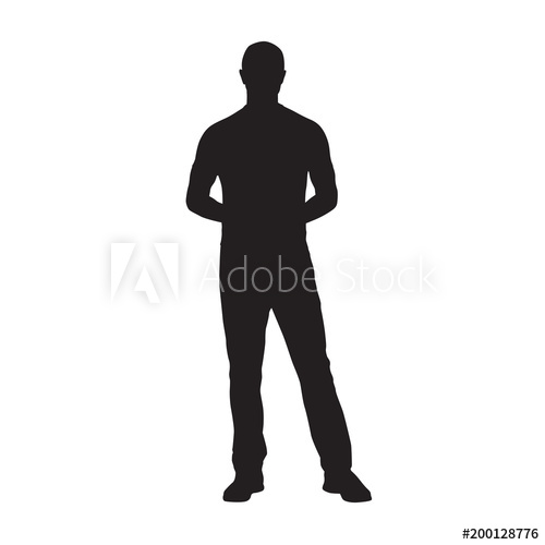 500x500 Man Standing, Isolated Vector Silhouette, Front View