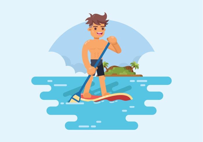 700x490 Man Standing On Paddle Board Vector