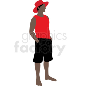 300x300 Black Man Standing Wearing Sun Hat Vector Clipart Royalty Free