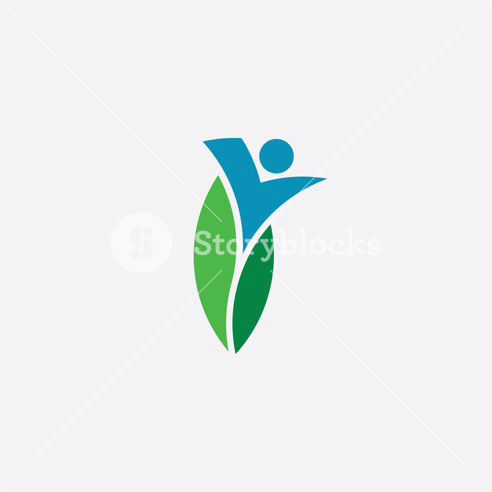 1000x1000 Man And Leaf Organic Bio Logo Icon Symbol Vector Royalty Free