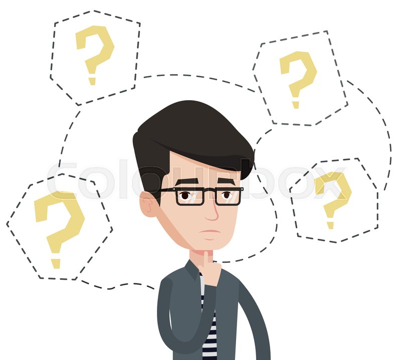 800x719 Thinking Businessman Standing Under Stock Vector Colourbox