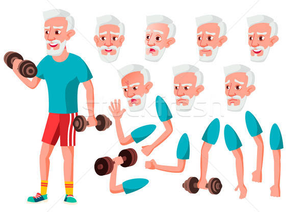 600x416 Old Man Vector Senior Person Aged, Elderly People Cute, Comic