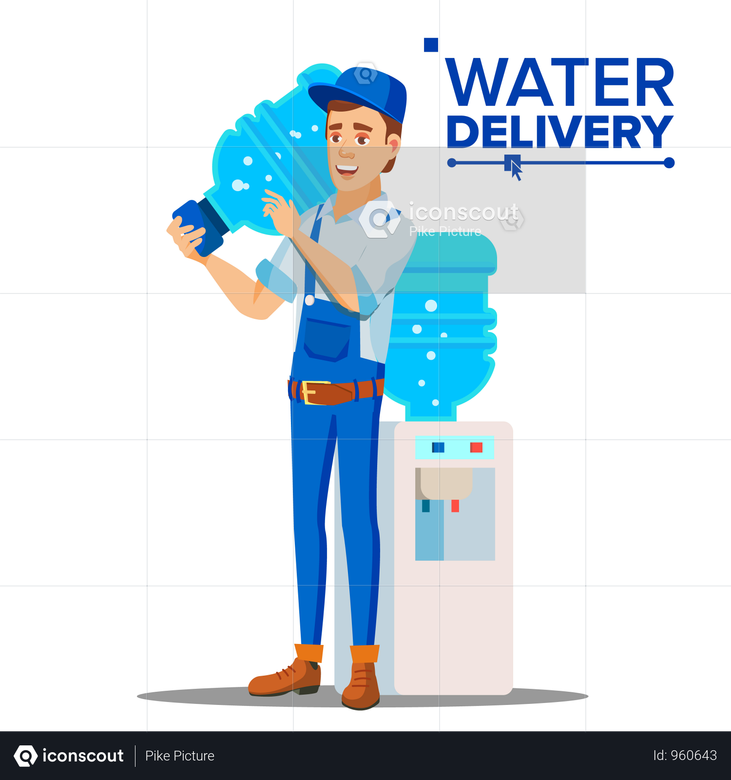 1500x1600 Premium Water Delivery Service Man Vector Illustration Download