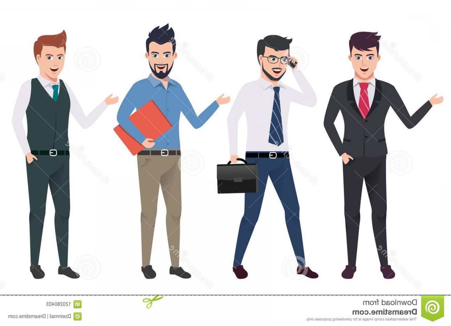 1560x1128 Business Man Vector Characters Set Professional Male Office Sales
