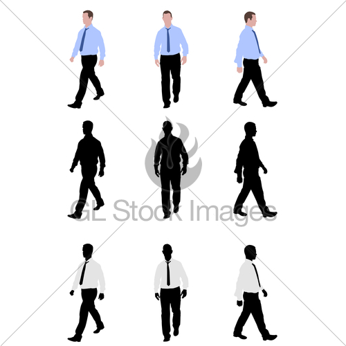 500x500 Man Walking Silhouettes And Illustration Gl Stock Images