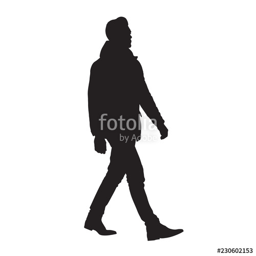 500x500 Business Man Walking Forward In Winter Clothing, Isolated Vector