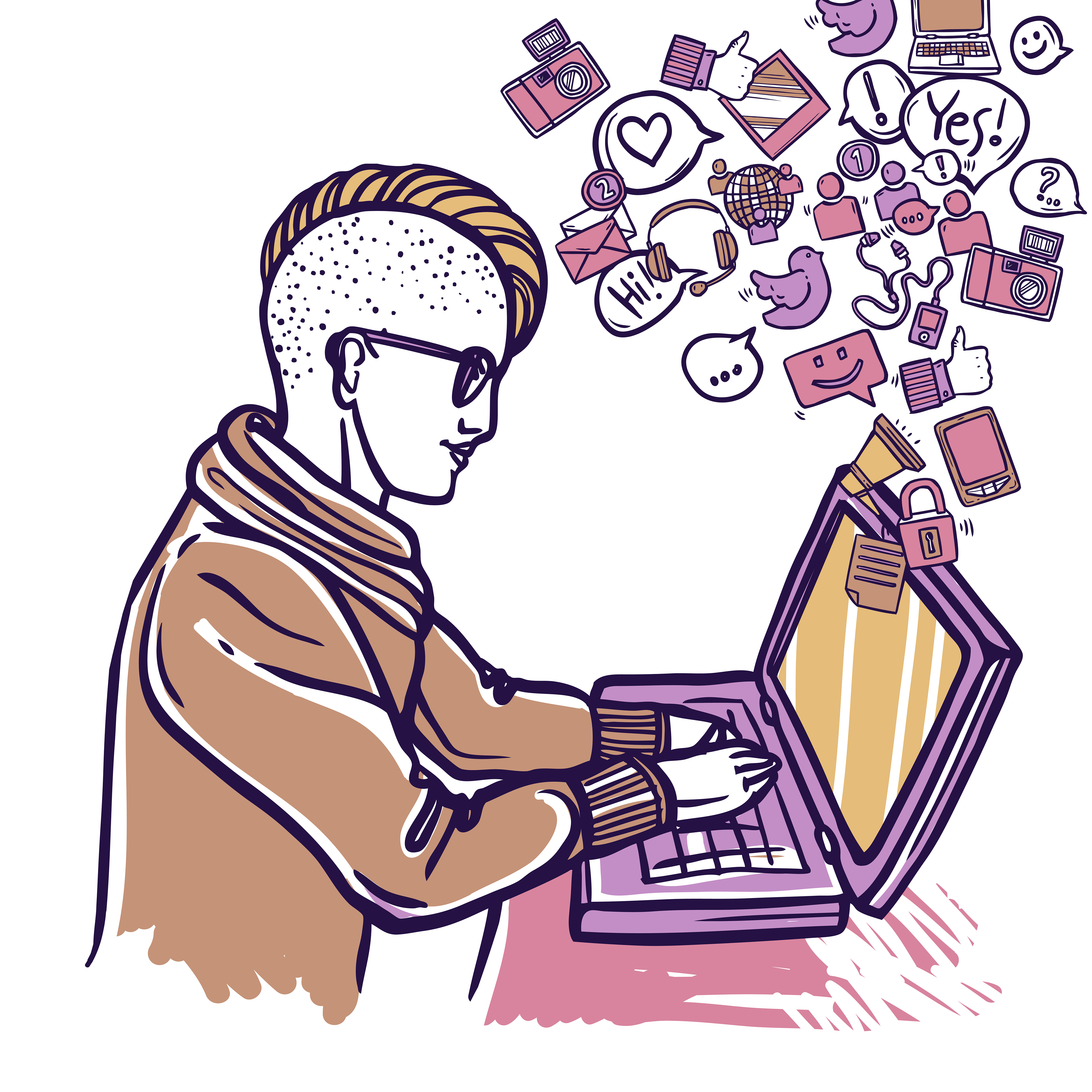 4500x4500 Man With Laptop Free Vector Art