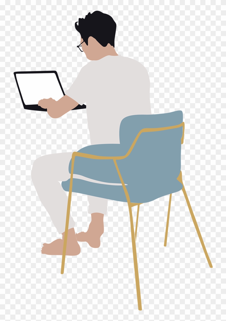 880x1245 Man Working On Laptop Vector