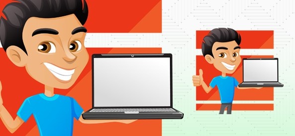 594x274 Man Holding Laptop Vector Character Free Vector In Adobe