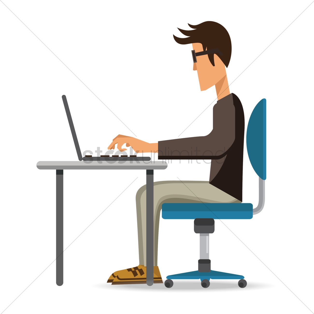 1300x1300 Man Working On Laptop Vector Image