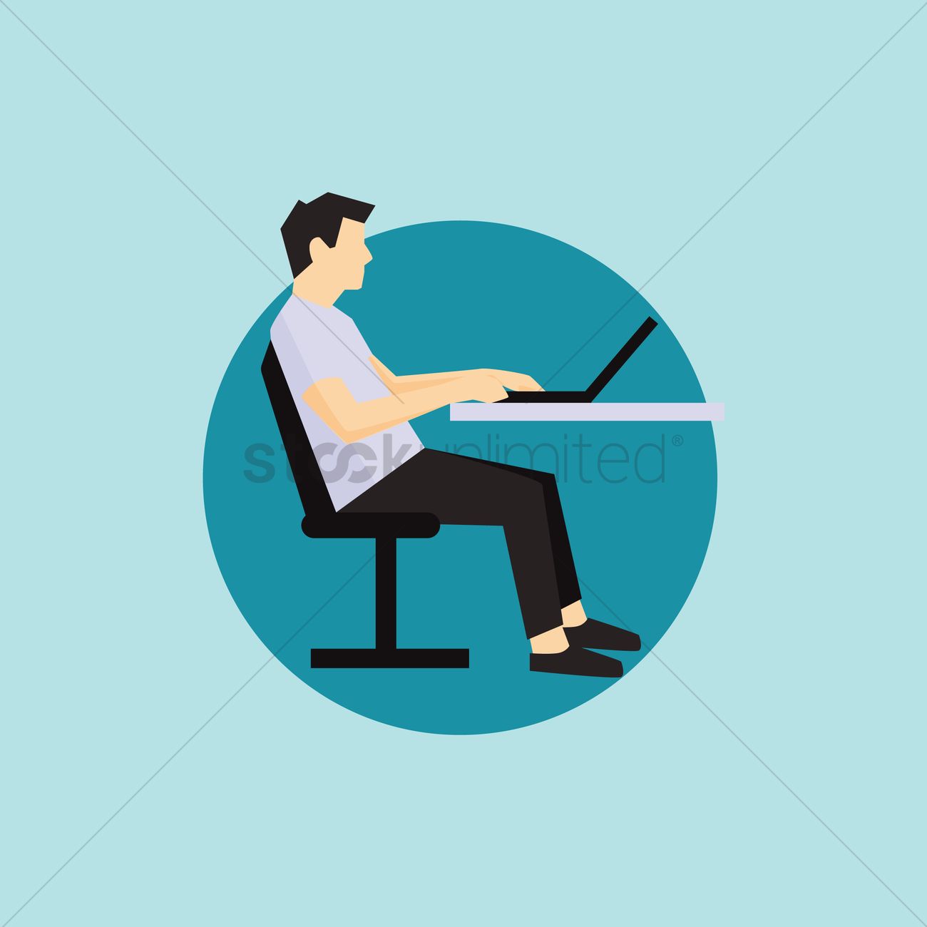 1300x1300 Man Working On Laptop Vector Image