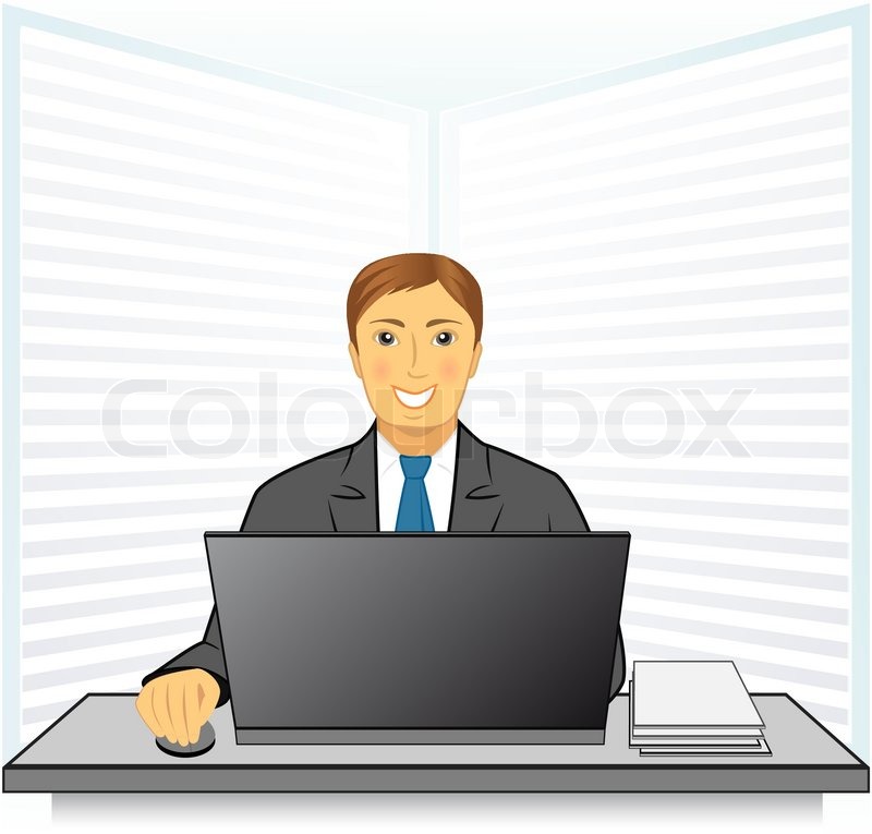 800x765 Young Happy Man In Business Office Stock Vector Colourbox