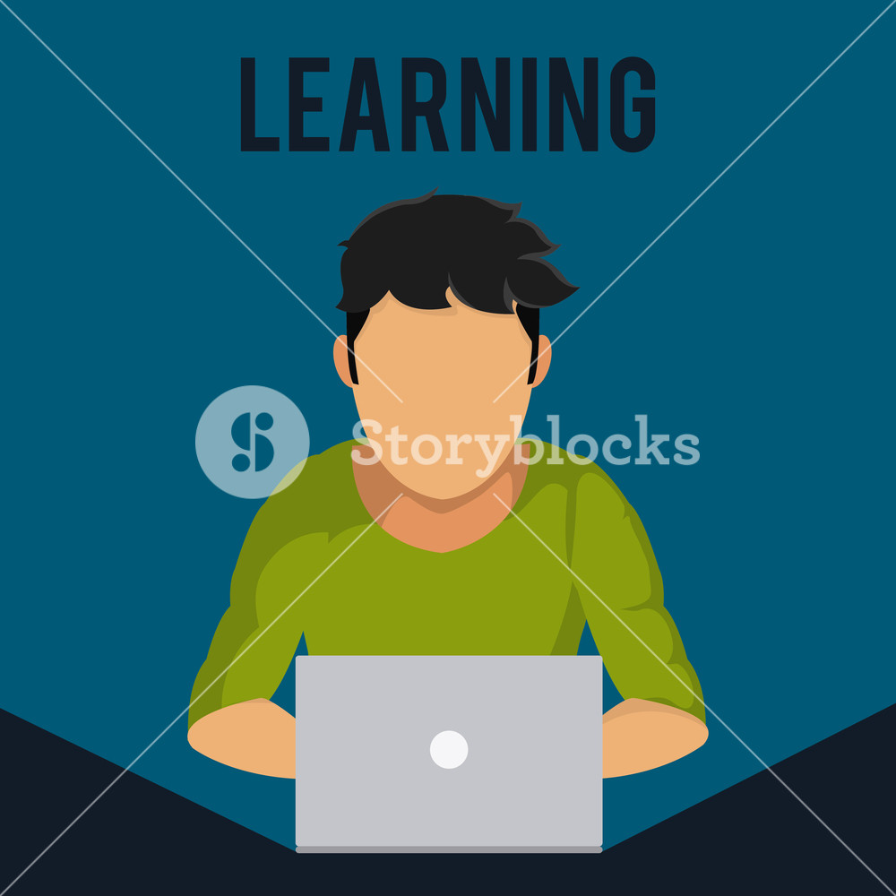 1000x1000 Young Man With Laptop Vector Illustration Graphic Design Royalty