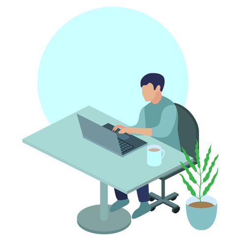 490x490 Young Man Working On Laptop Vector