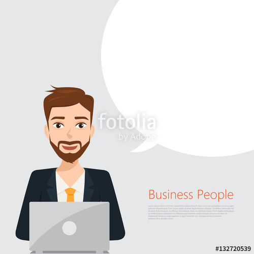 500x500 Business Man Working On Laptop Vector People Character