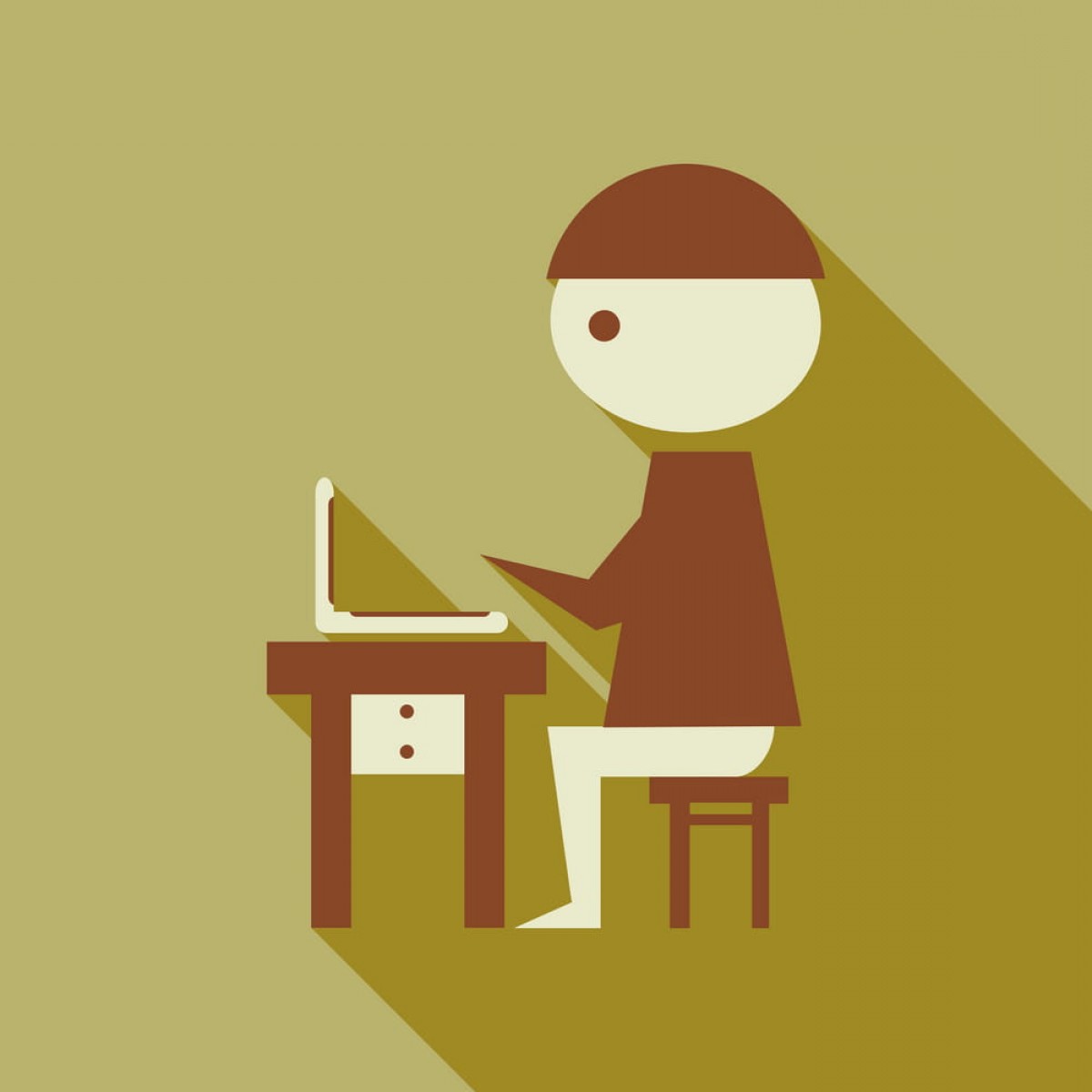 1200x1200 Flat Web Icon With Long Shadow Man Laptop Vector