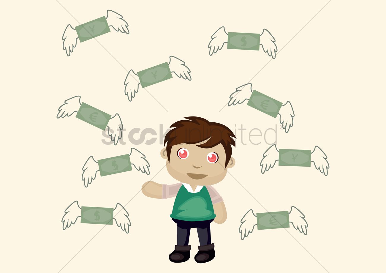 1300x919 Free Man With Cash On Wings Vector Image