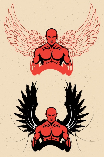 399x600 Logo Design Muscle Man Wings Icons Sketch Free Vector In Adobe