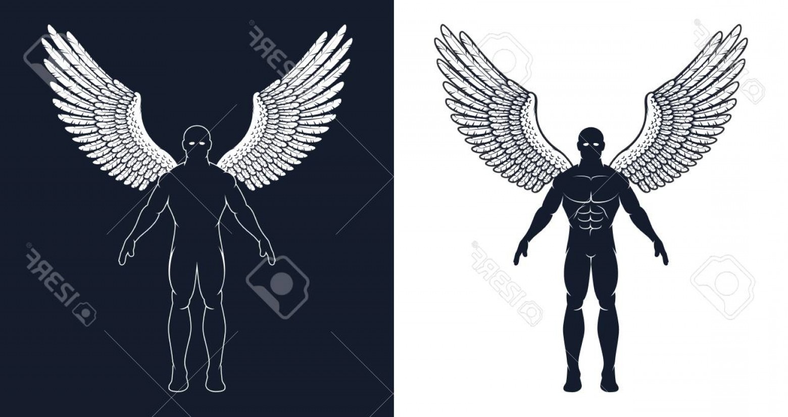 1560x825 Photostock Vector Muscular Man With Wings Is Like A Superhero