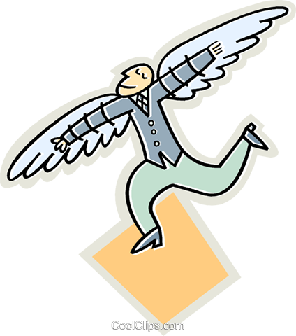424x480 Man With Wings Royalty Free Vector Clip Art Illustration
