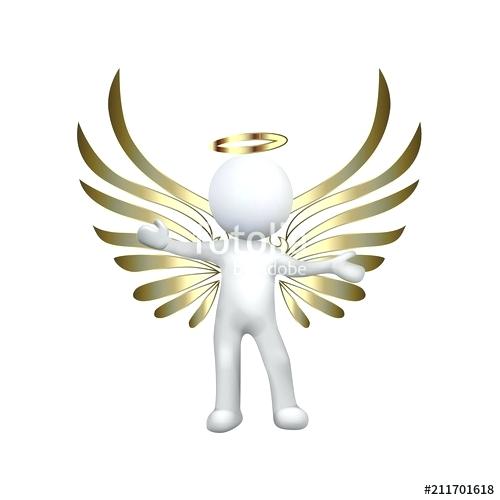 500x500 Angel Man Gold Wings Logo Vector Image Template Stock