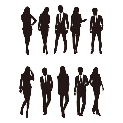 500x500 Professional Man Woman Silhouettes Vector
