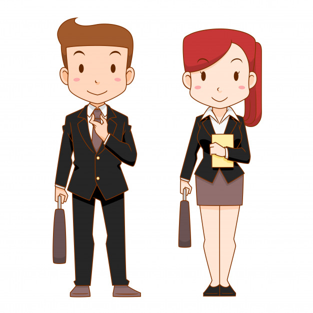 626x626 Cute Cartoon Characters Of Business Man And Woman Vector