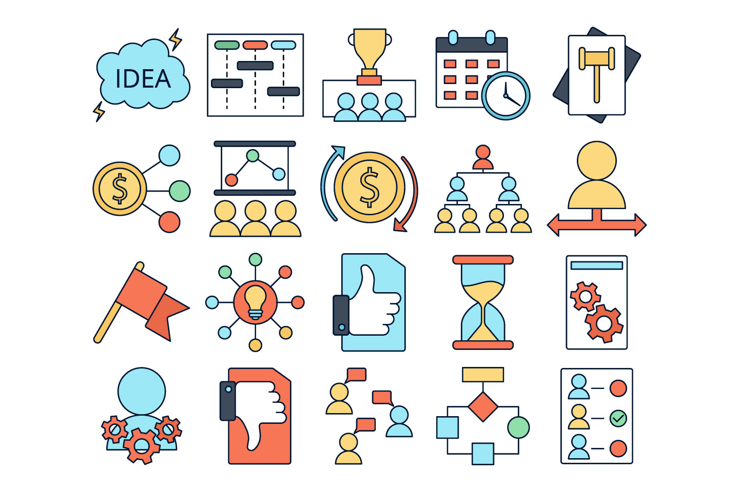 1440x960 Project Management Vector Free Icon Set